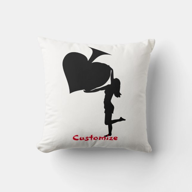 Cojín Decorativo Reina de espadas sostiene Thunder_Cove de arce neg (Anverso)