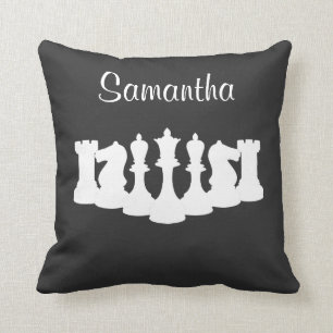 Cojín Decorativo Reina de piezas de ajedrez clásicas personalizadas