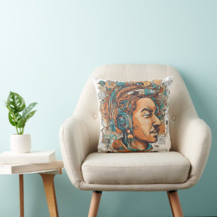 Cojín Decorativo Reina del Boho Afro - Artista colorido