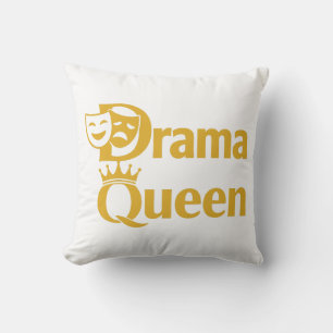 Cojín Decorativo Reina del Drama – Diseño de Corona y Máscara de Te