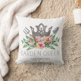 Cojín Decorativo Reina del Jardín Boho Acuarela Plantas Herramienta