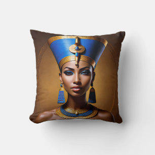Cojín Decorativo “Reina Nefertiti” Hermosa Reina Africana Antigua