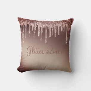 Cojín Decorativo Reina purpurina Rosa de bronce brillante Girona