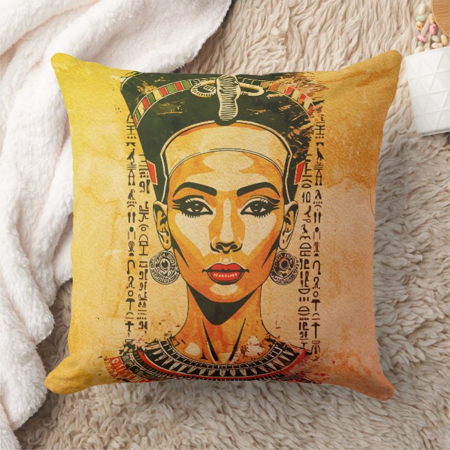 Cojín Decorativo Reina real de Egipto - Arte neo-faraón moderno (Manta)