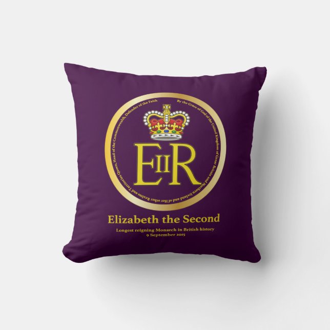Cojín Decorativo Reinado de la reina Elizabeth II (Anverso)