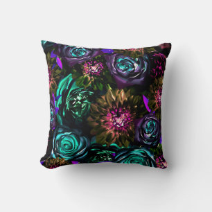 Cojín Decorativo Reino Mágico Oscuro Glamour Floral Flores