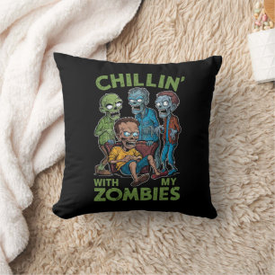 Cojín Decorativo Relajándome Con Mis Zombies Halloween Niños Funny