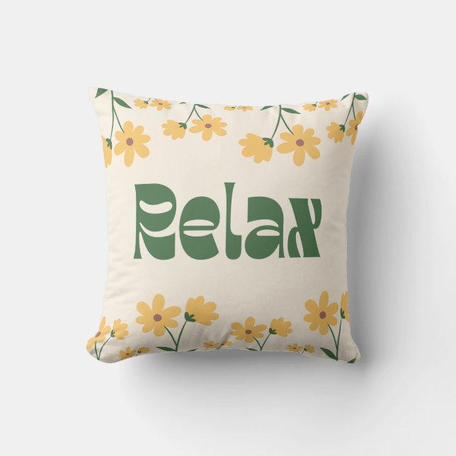 Cojín decorativo Relax Floral - Cita Inspiradora (Anverso)