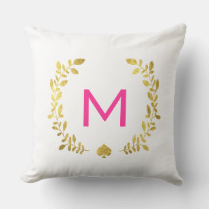 Cojín Decorativo Relieve metalizado dorado de monograma Laurel y Sp