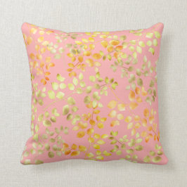 Cojín Decorativo Relieve metalizado dorado Otoño Caída Naranja Hoja