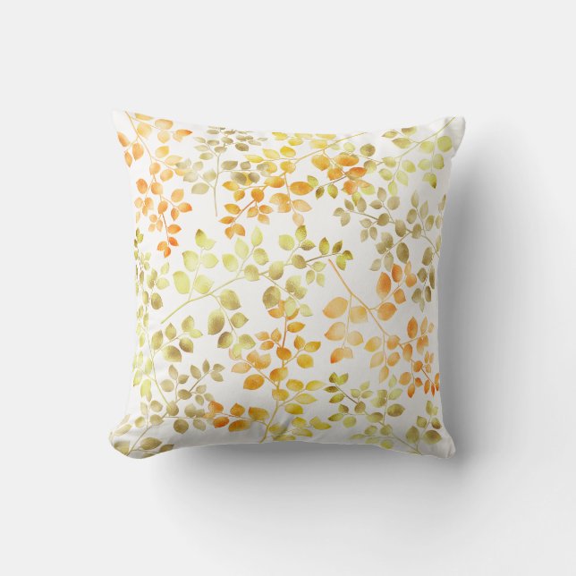 Cojín Decorativo Relieve metalizado dorado Otoño Caída Naranja Hoja (Anverso)
