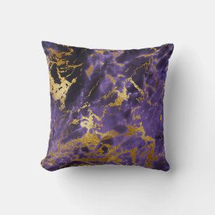 Cojín Decorativo Relieve metalizado metálico de mármol oro morado u