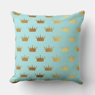 Cojín Decorativo Relieve metalizado metálico de oro Crown Real Verd