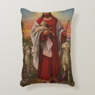 Cojín Decorativo Religión Vintage, Cristo el Buen Pastor Rebaño