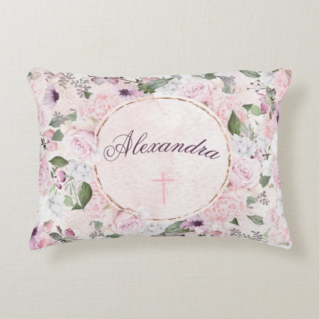 Cojín Decorativo Religioso Keepsake bautismo cristiano Comunidad (Anverso)