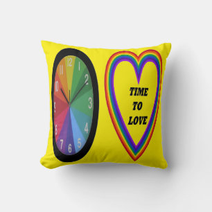 Cojín Decorativo Reloj de arco iris con corazón para amar