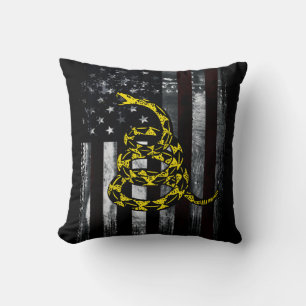 Cojín Decorativo Reloj de bandera americana industrial y serpiente