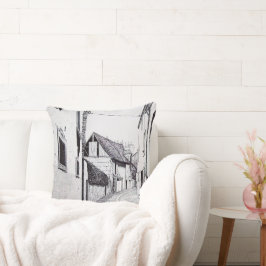 Cojín Decorativo Reloj de dibujo del callejón francés