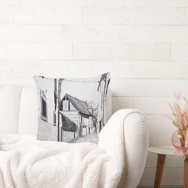 Cojín Decorativo Reloj de dibujo del callejón francés (Sofá)