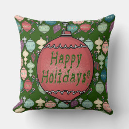 Cojín Decorativo Reloj de Navidades retro - Pasteles en verde botel