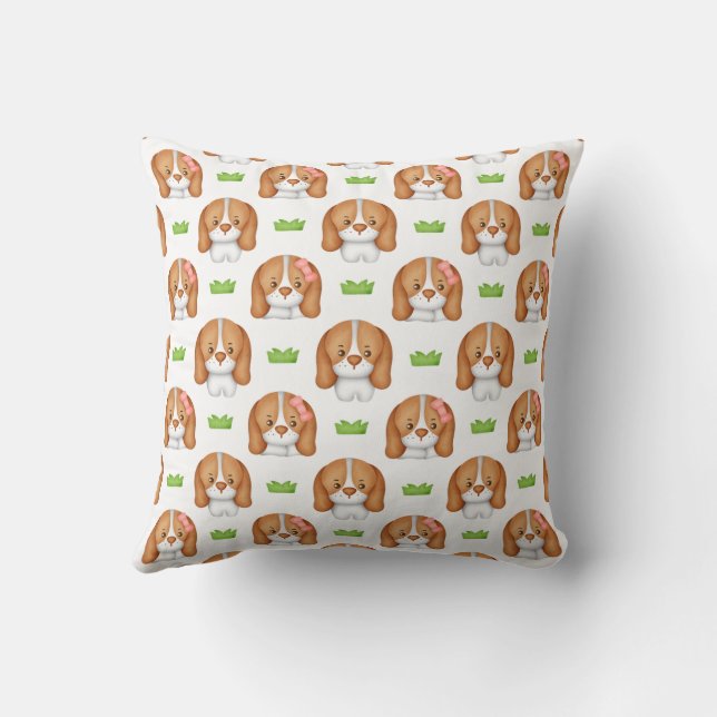 Cojín Decorativo Reloj de pared de perro Beagle en acuarela linda (Reverso)