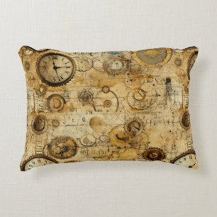 Cojín Decorativo Reloj Industrial Steampunk Sepia Latón