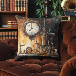 Cojín Decorativo Reloj Laboratorio Victoriano Steampunk
