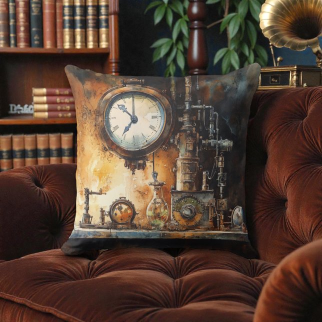 Cojín Decorativo Reloj Laboratorio Victoriano Steampunk (Subido por el creador)