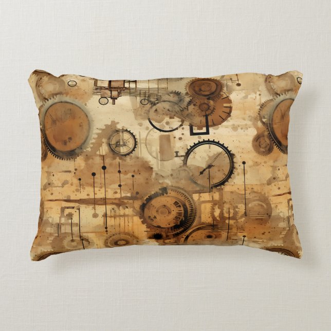 Cojín Decorativo Reloj Steampunk Rústico Grunge (Anverso)