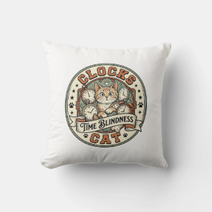 Cojín Decorativo Relojes Ceguera Tiempo Gato Relojes Ceguera Tiempo