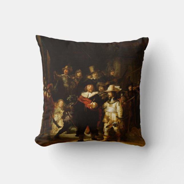 Cojín Decorativo Rembrandt Nightwatch Night Watch Pintura barroca (Anverso)