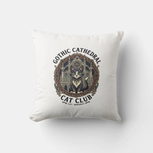 Cojín Decorativo Remera gráfica de gato de catedral gótica - Gótico