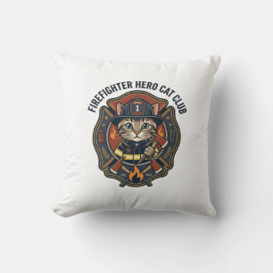 Cojín Decorativo Remera gráfica de gato héroe bombero - Gato bomber