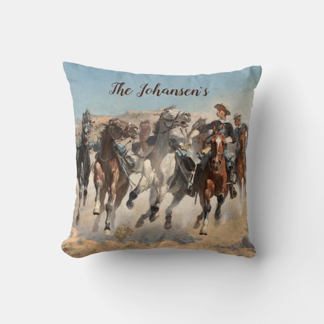 Cojín Decorativo Remington Cowboy Southwestern Western Pillow (Anverso)