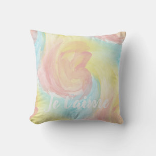 Cojín Decorativo Remolino de acuarela Pastel Je Taime