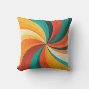 Cojín Decorativo Remolino de Color Retro – Fondo Abstracto Vintage