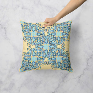 Cojín Decorativo Remolino floral en amarillo