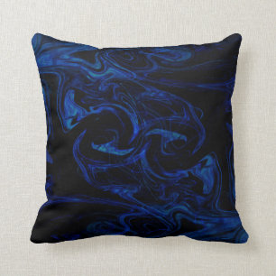 Cojín Decorativo Remolino Negro Azul Abstracto Ahumado Cool