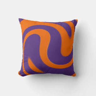 Cojín Decorativo Remolino Retro de Púrpura y Naranja