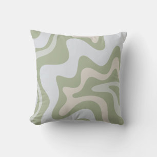 Cojín Decorativo Remolinos abstractos de salvia verde retro alucina