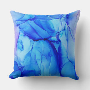 Cojín Decorativo Remolinos abstractos modernos de azul índigo y púr