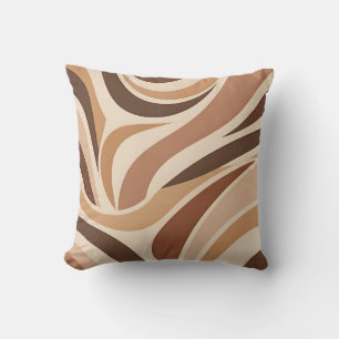Cojín Decorativo Remolinos abstractos retro groovy tonos tierra neu