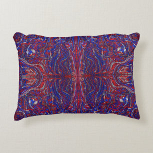 Cojín Decorativo Remolinos abstractos rojos, blancos y azules moder