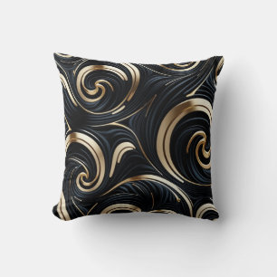 Cojín Decorativo remolinos negros y dorados