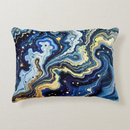 Cojín Decorativo Remolinos Vibrantes de Azul y Oro 5