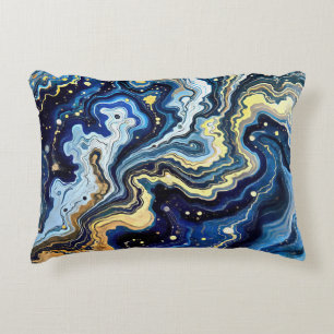 Cojín Decorativo Remolinos Vibrantes de Azul y Oro 5