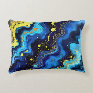 Cojín Decorativo Remolinos Vibrantes de Azul y Oro 7