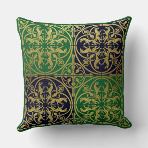 Cojín Decorativo Renacimiento Medieval Herald León Leopardo Metálic