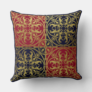 Cojín Decorativo Renacimiento Medieval Herald León Leopardo Metálic