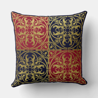 Cojín Decorativo Renacimiento Medieval Herald León Leopardo Metálic